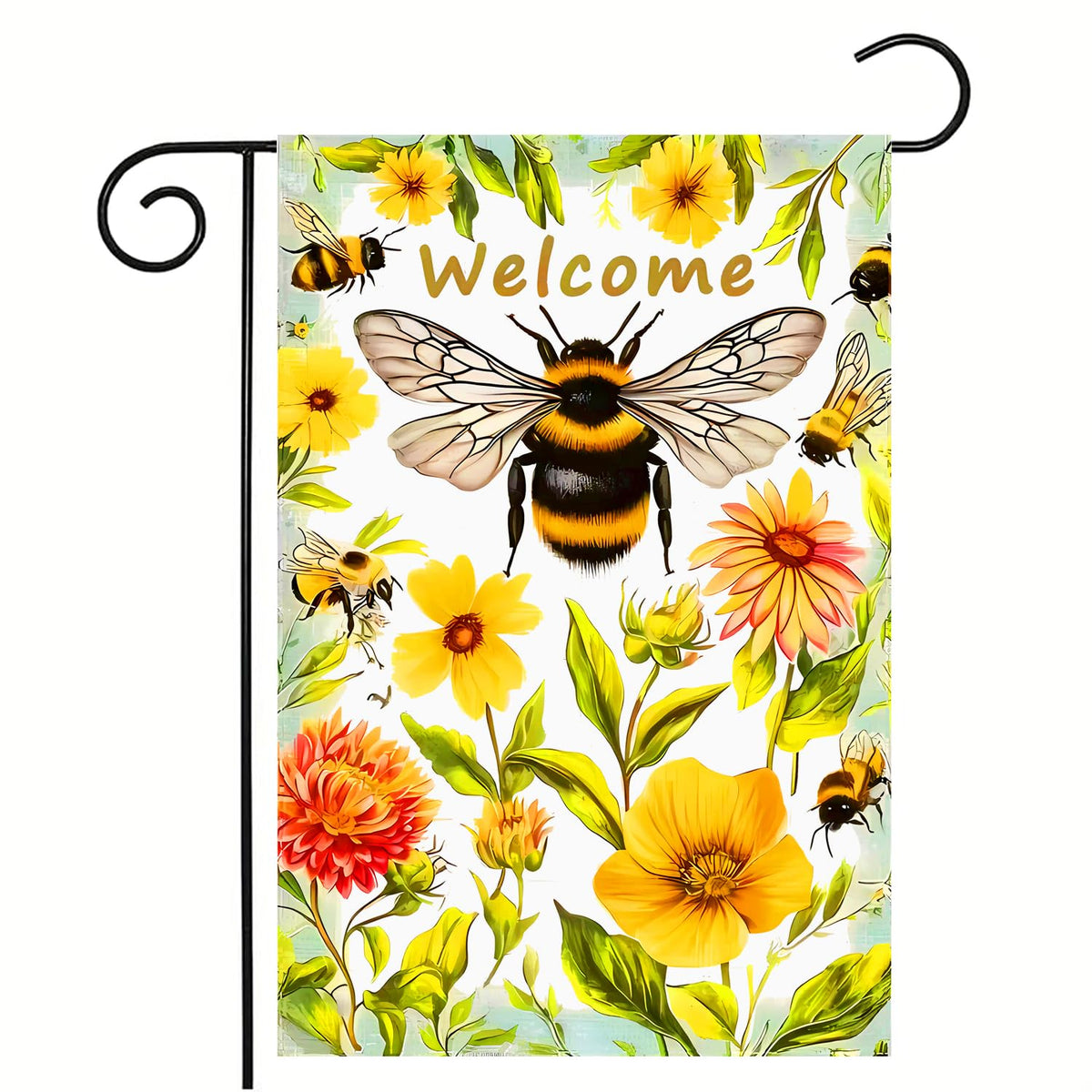 abzdfty Spring Summer Garden Flag Welcome—double-sided, vibrant floral design for outdoor welcome.