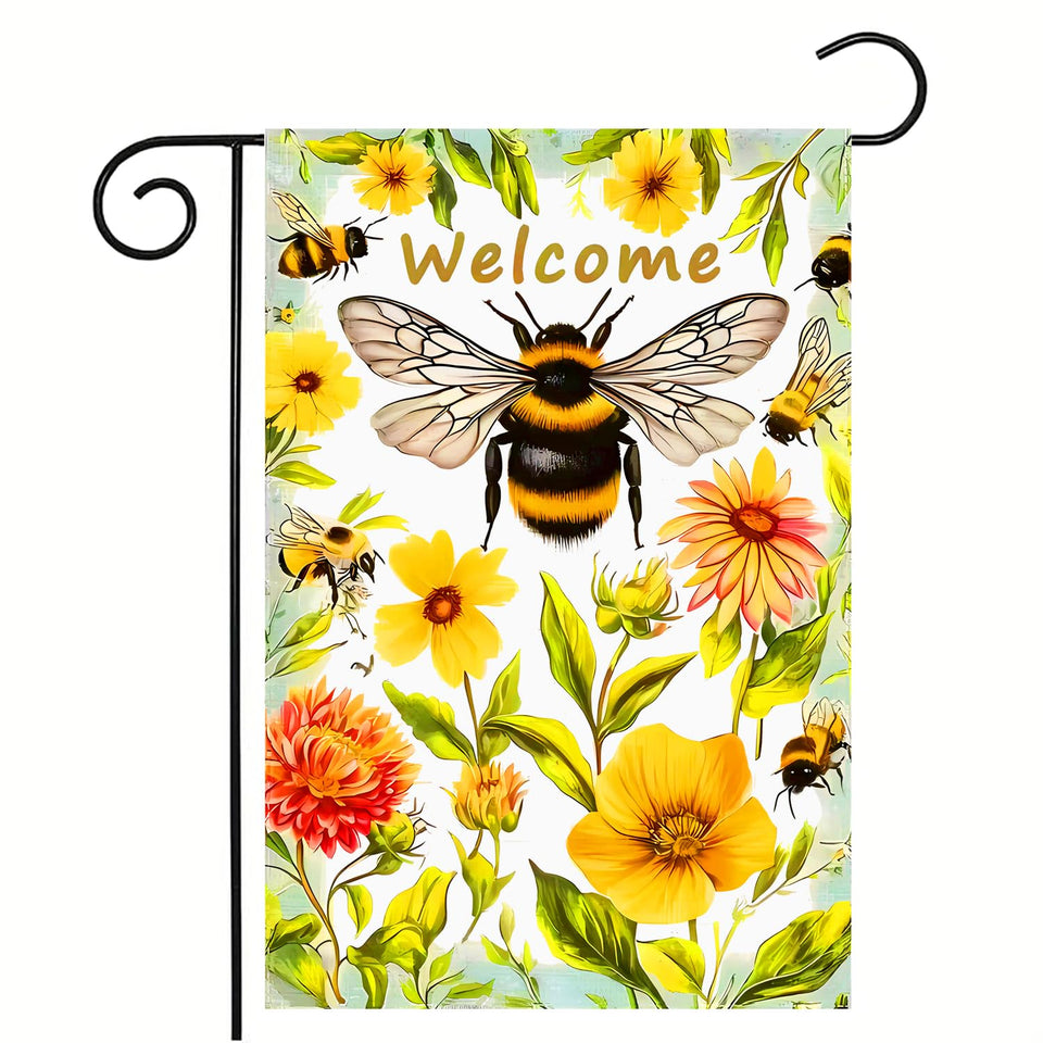 abzdfty Spring Summer Garden Flag Welcome—double-sided, vibrant floral design for outdoor welcome.