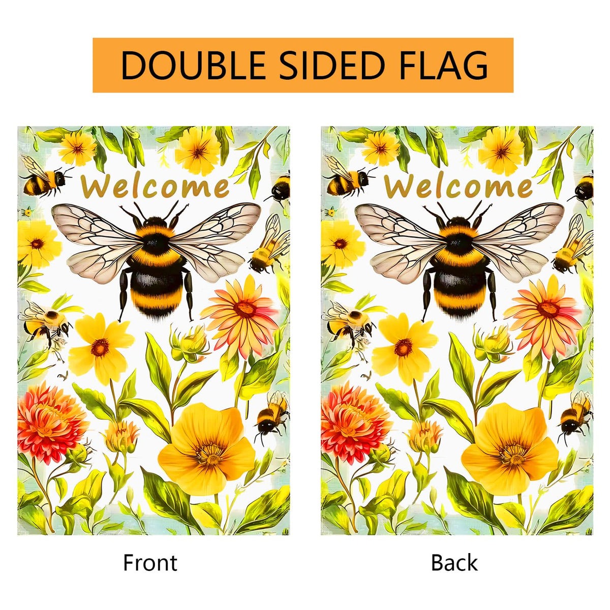 abzdfty Sublimation-Printed Spring Flag—vivid patterns visible from both sides.