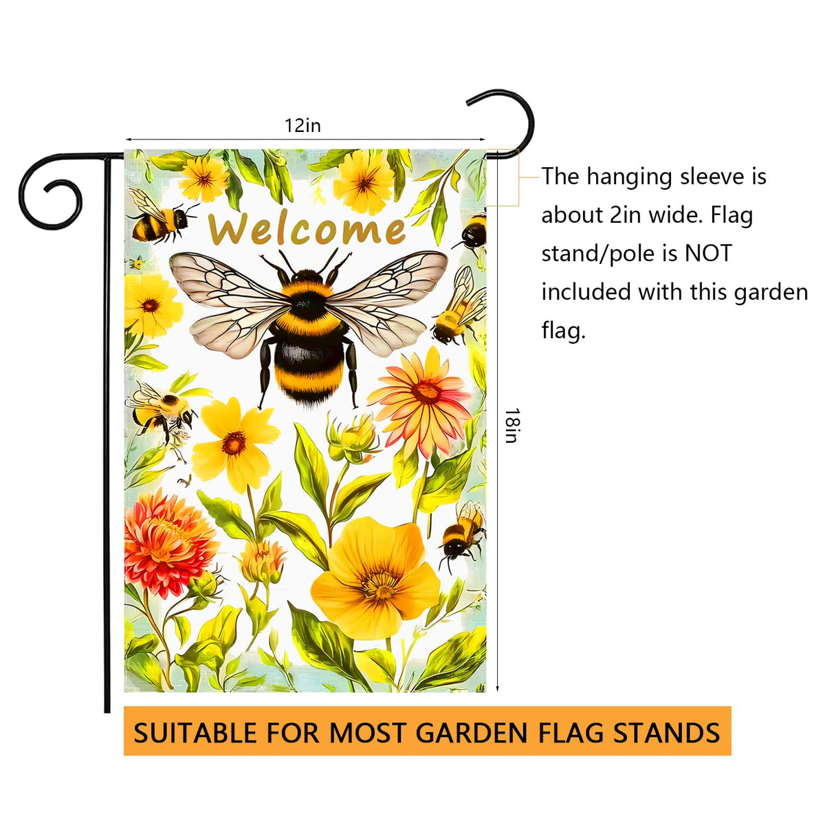 abzdfty Welcome Garden Flag 12x18—versatile outdoor décor for porches and lawns.