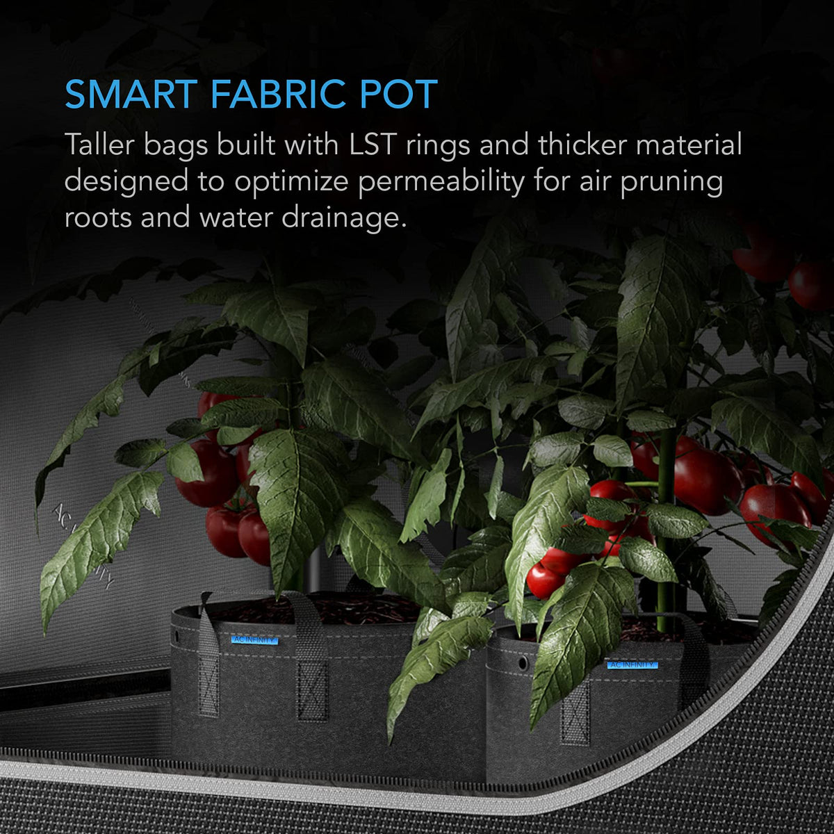 AC Infinity 5-pack grow bags for reusable seasonal gardening.