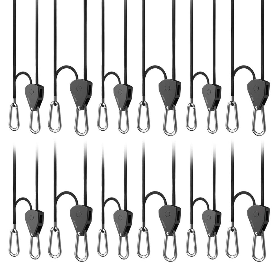 AC Infinity adjustable rope hanger with one-eighth inch rope for precise lighting and equipment mounting.