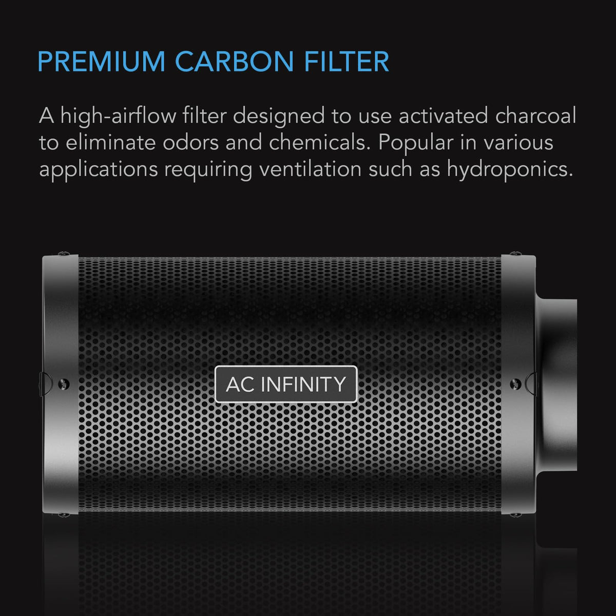 AC Infinity filter with gunmetal finish demonstrates durability in humid environments