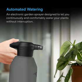 AC Infinity graphite sprayer shows USB rechargeable capability for cordless gardening