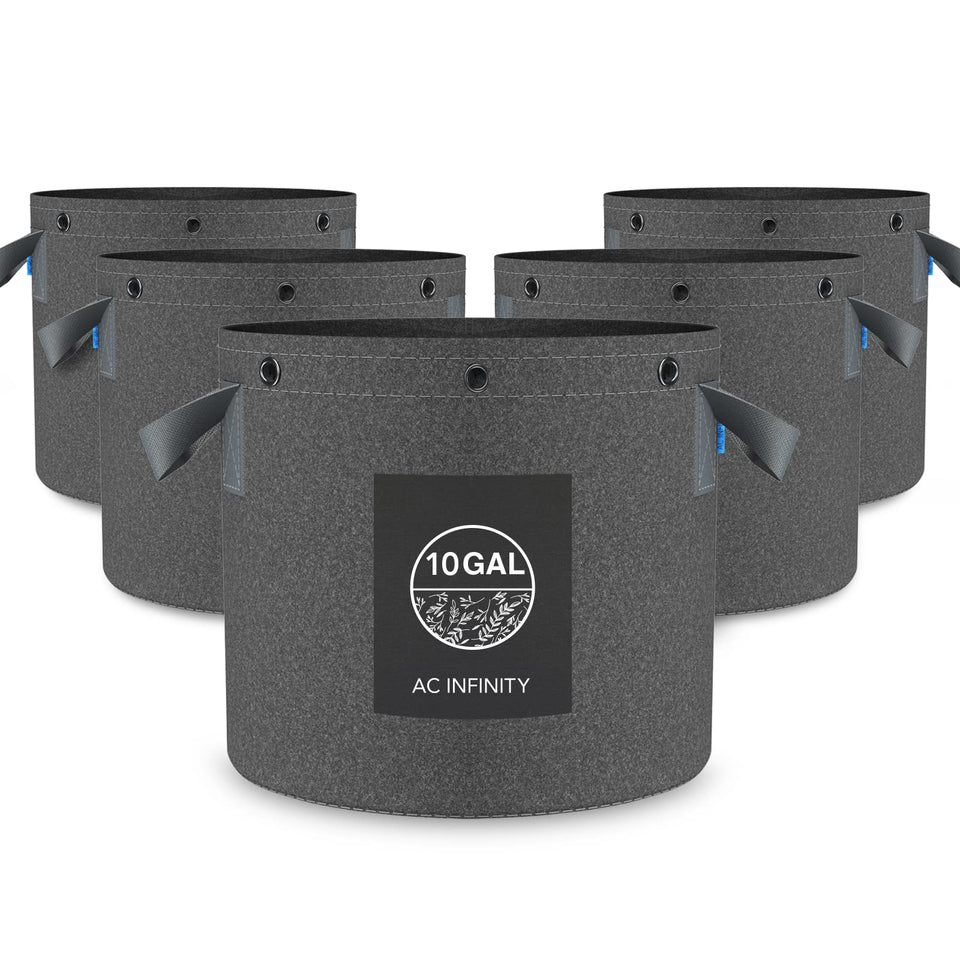AC Infinity heavy-duty fabric pots 10-gallon bag side view showing sturdy root growth potential