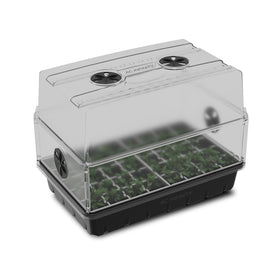 AC Infinity humidity dome with 3mm clear dome for light-friendly germination.