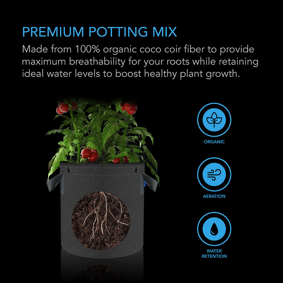 AC Infinity coco coir expands with water to fill planters for potting