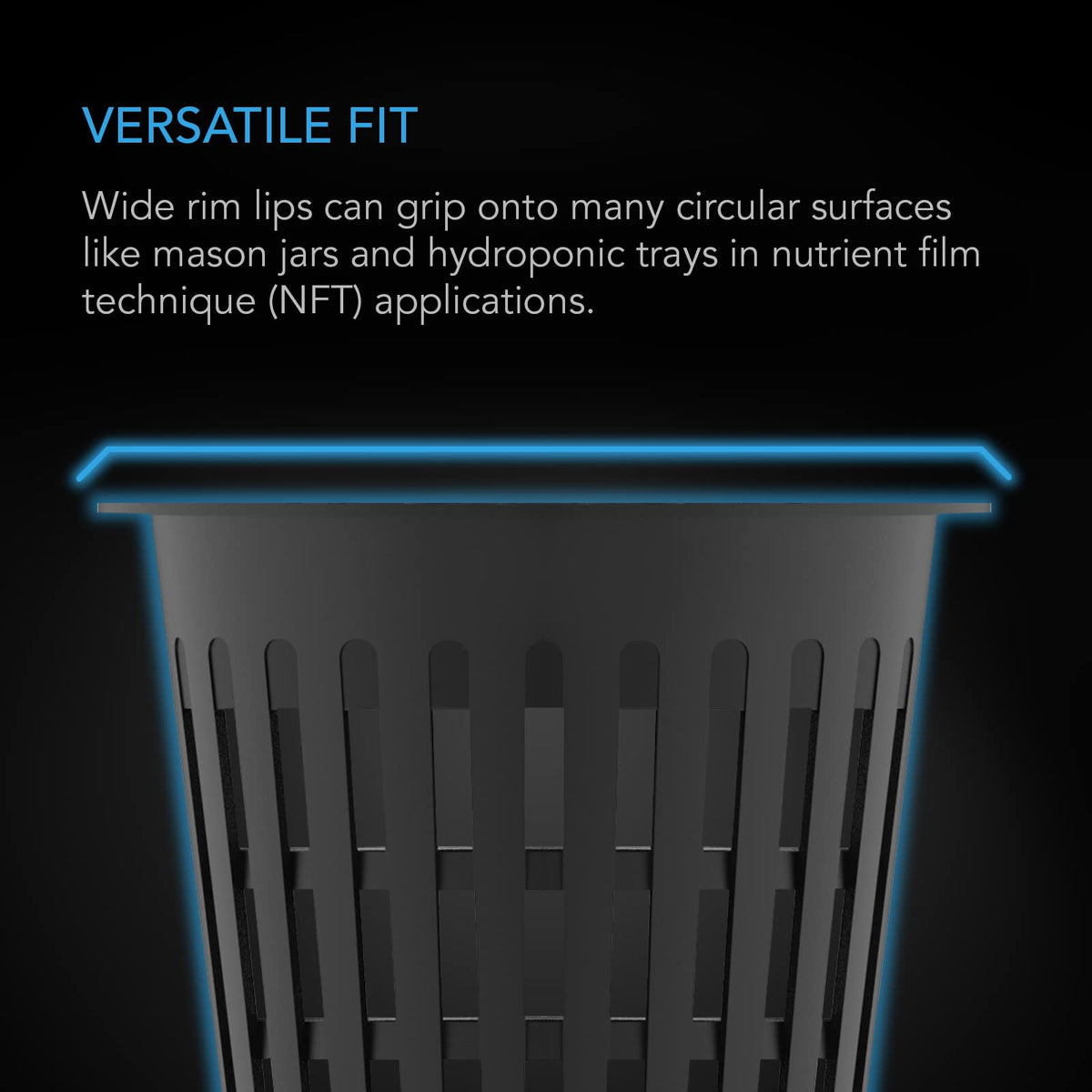 AC Infinity net cups used in aquaponics setup for steady water contact