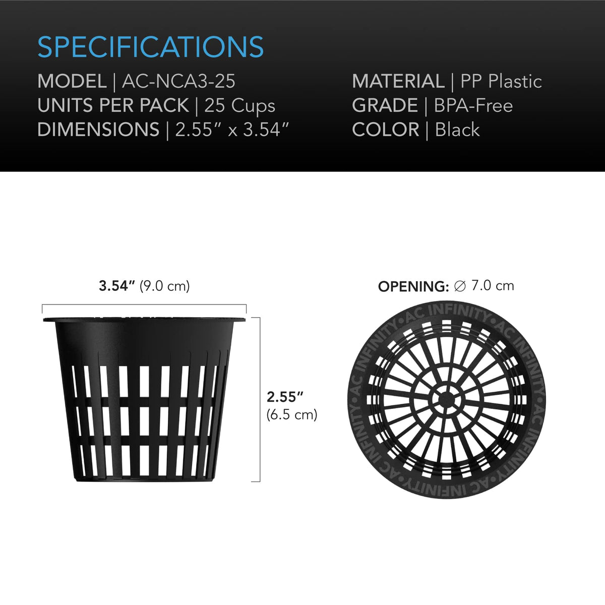 AC Infinity net cups with hydroponics media options like clay pebbles