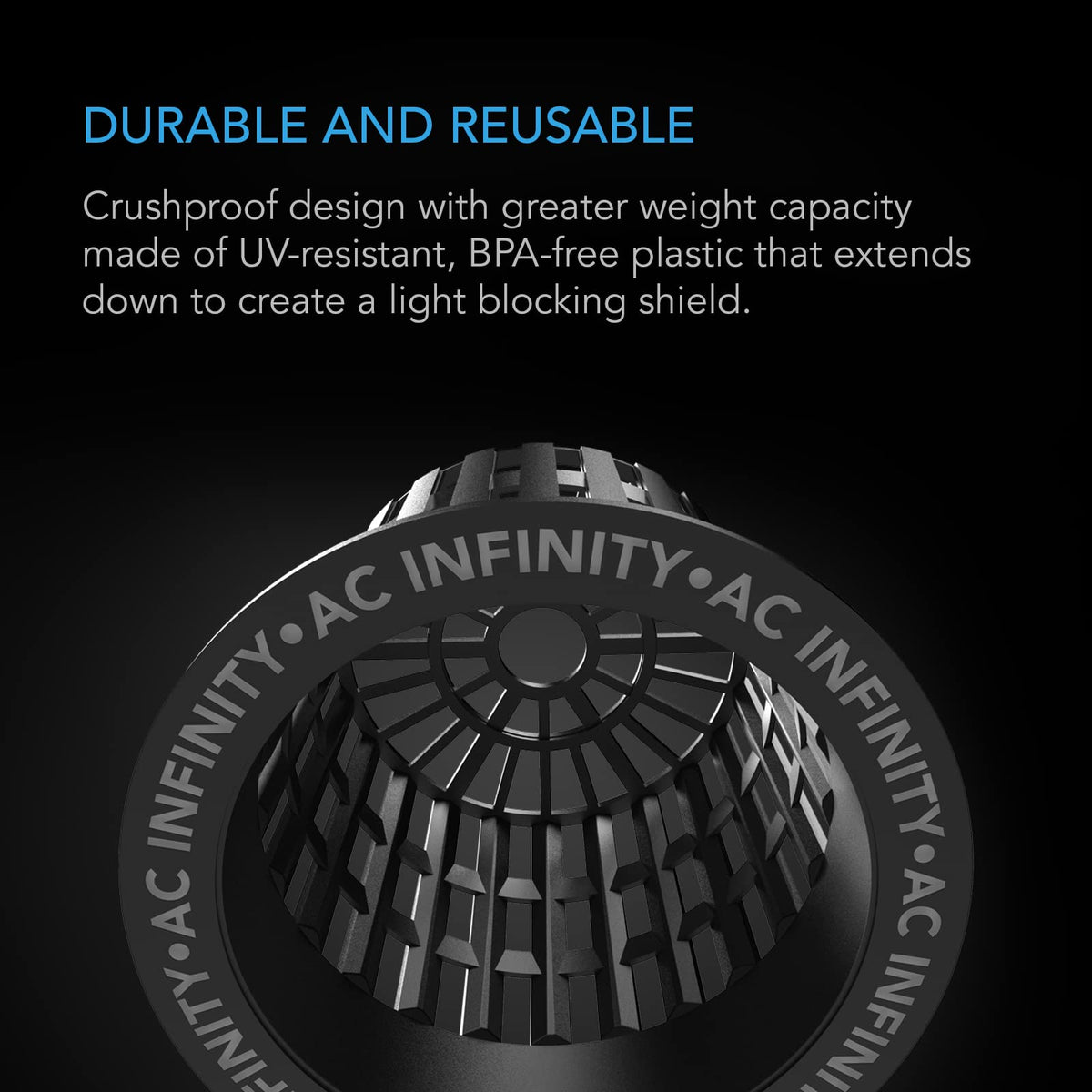 AC Infinity UV resistant BPA free plastic for durable outdoor use