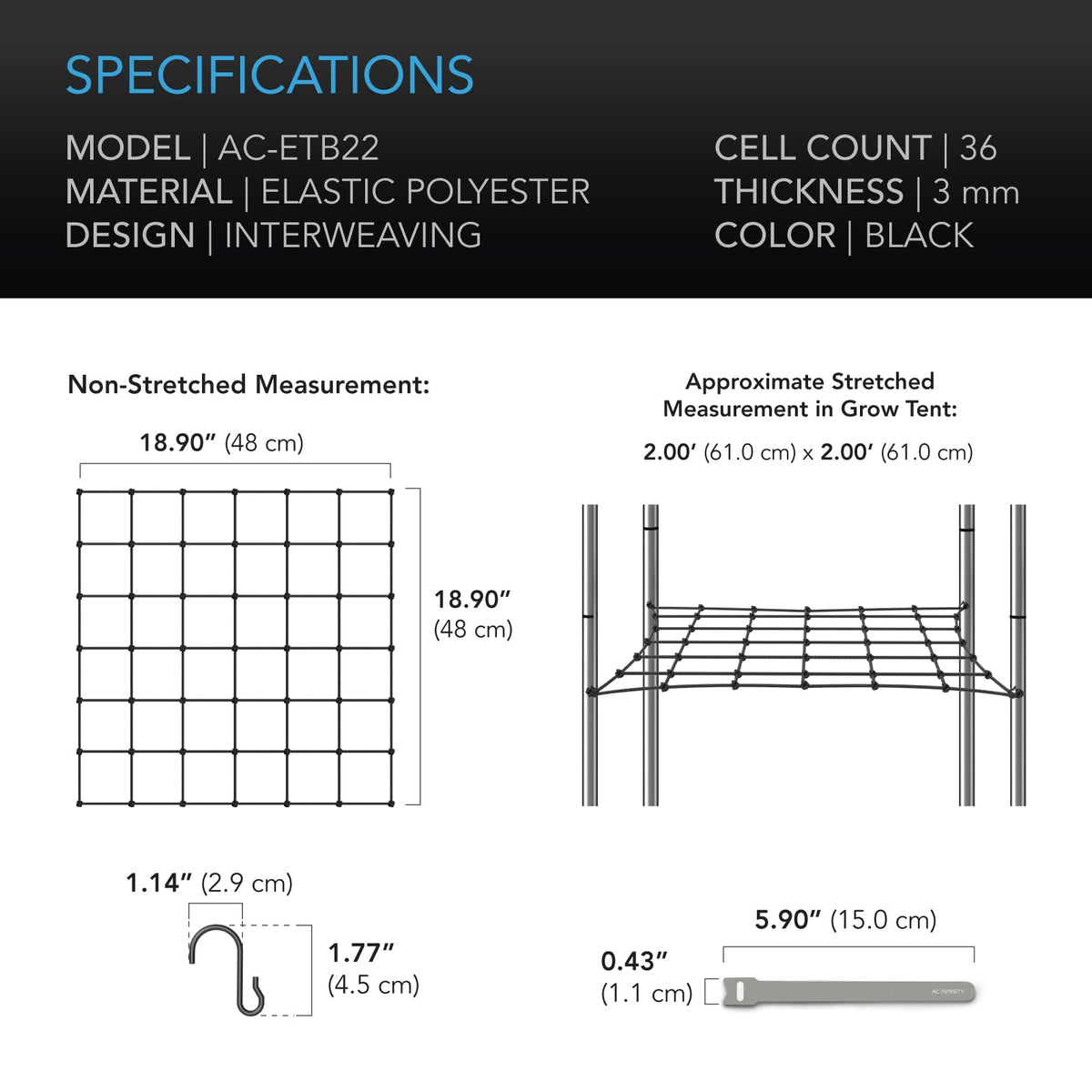 AC Infinity non-abrasive cells protect stems while allowing pruning and picking