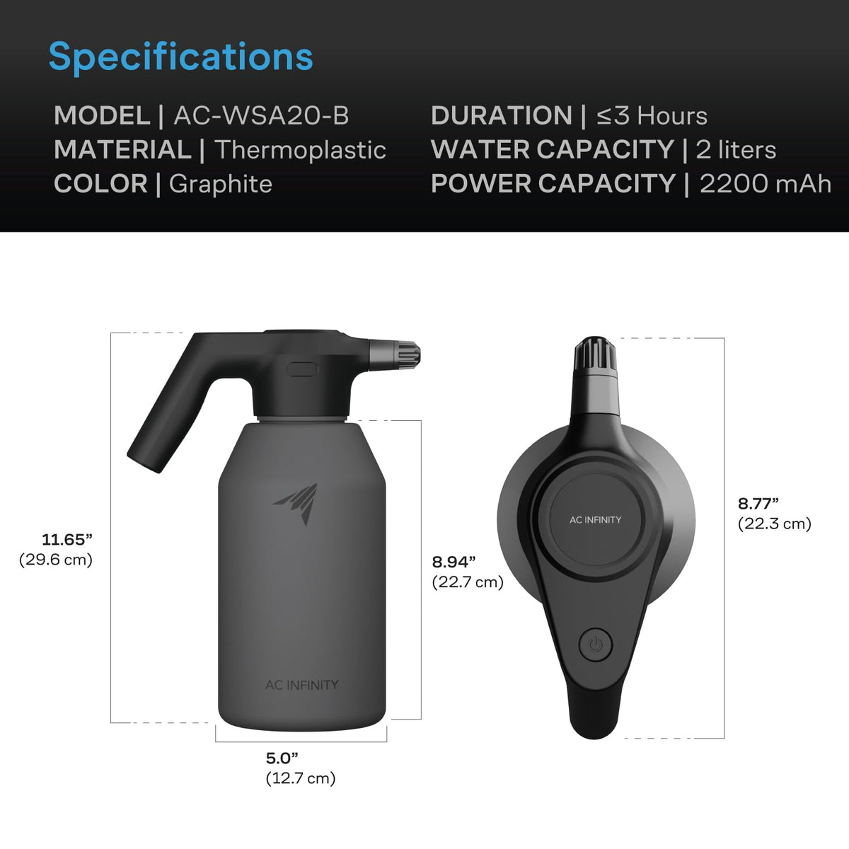 AC Infinity sprayer thermoplastic body endures outdoor UV exposure