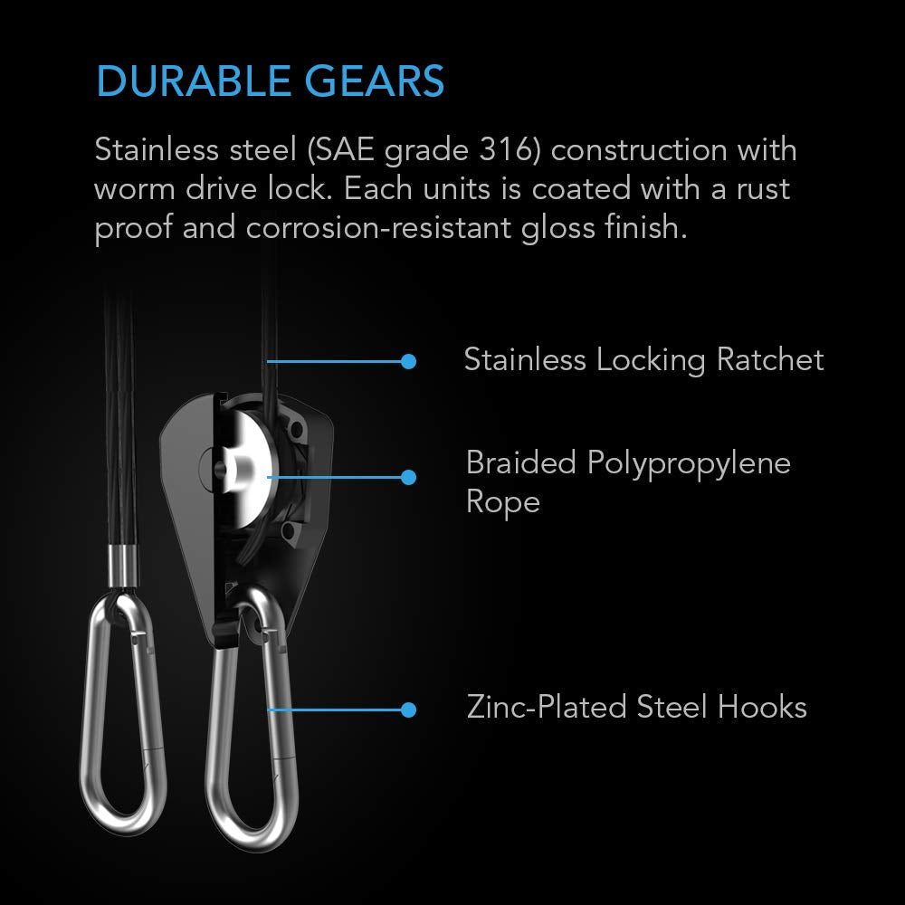 AC Infinity stainless steel carabiner hooks simplify clipping and securing gear.