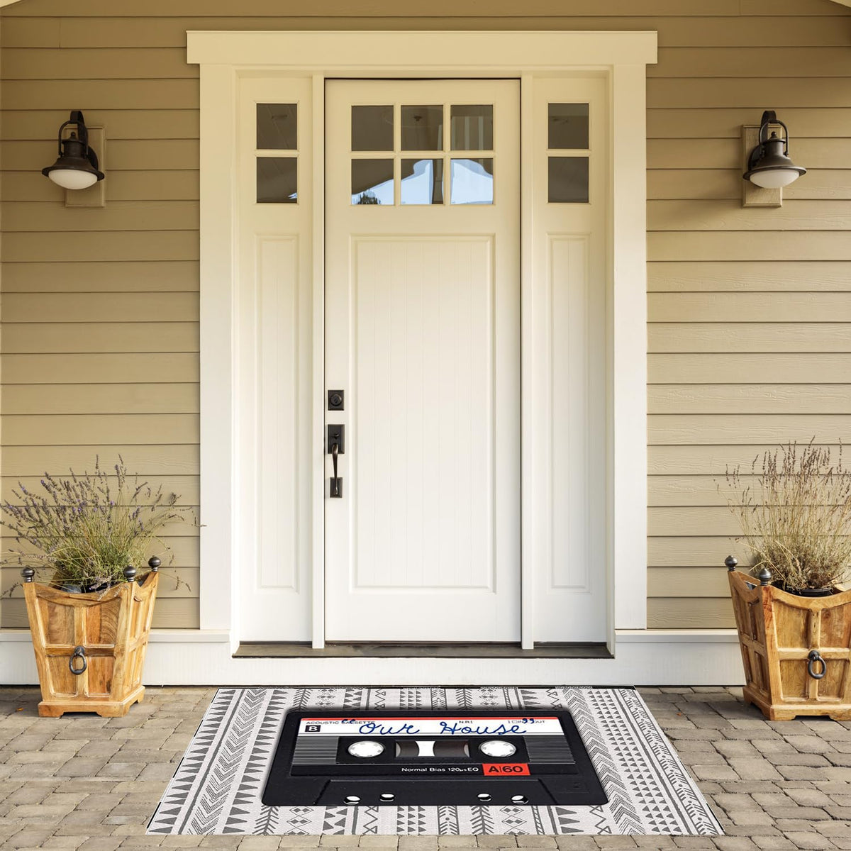 Accssoey welcome mat used indoors or outdoors for versatile decor.