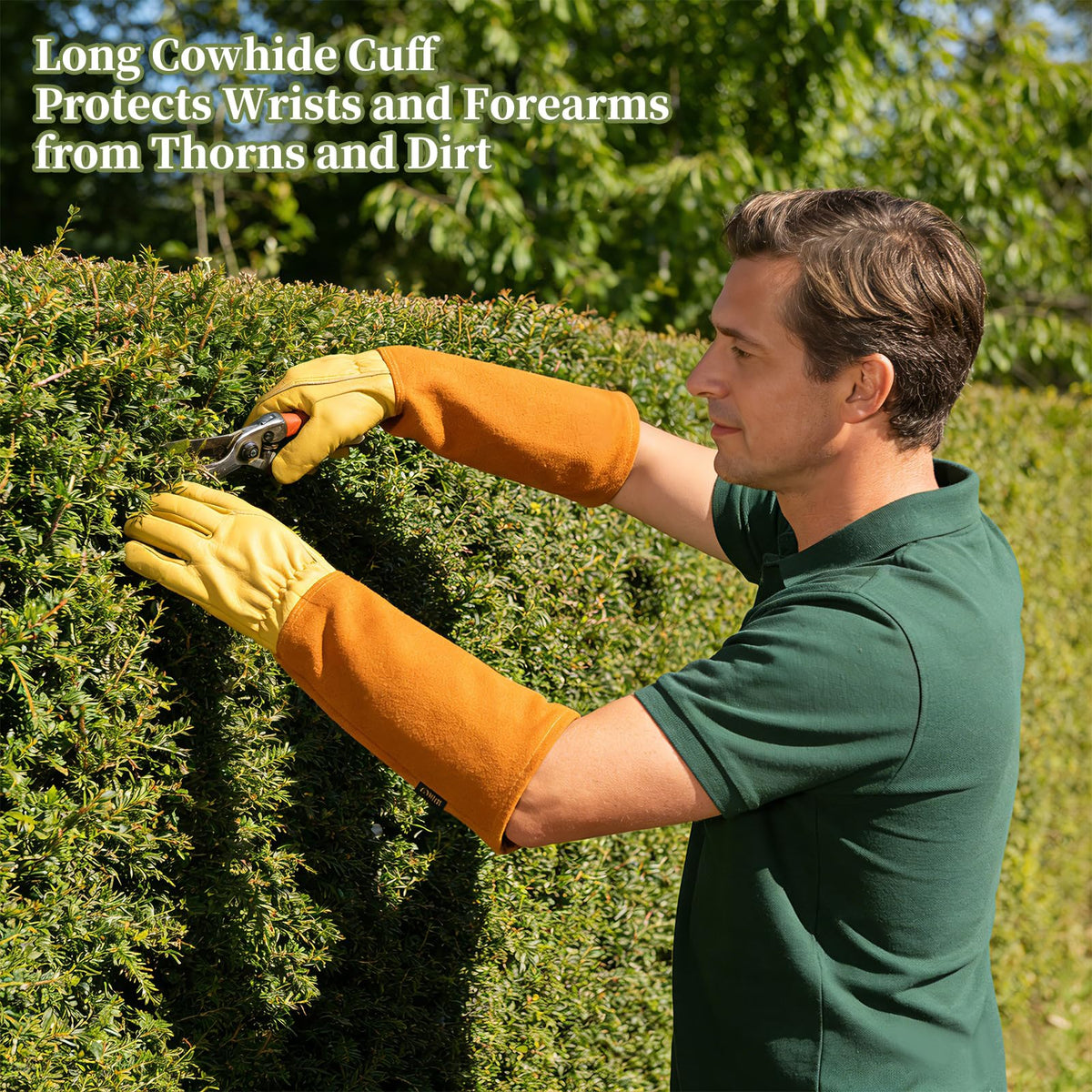 Acdyion leather thorn gloves palm reinforcement for durable grip during pruning.