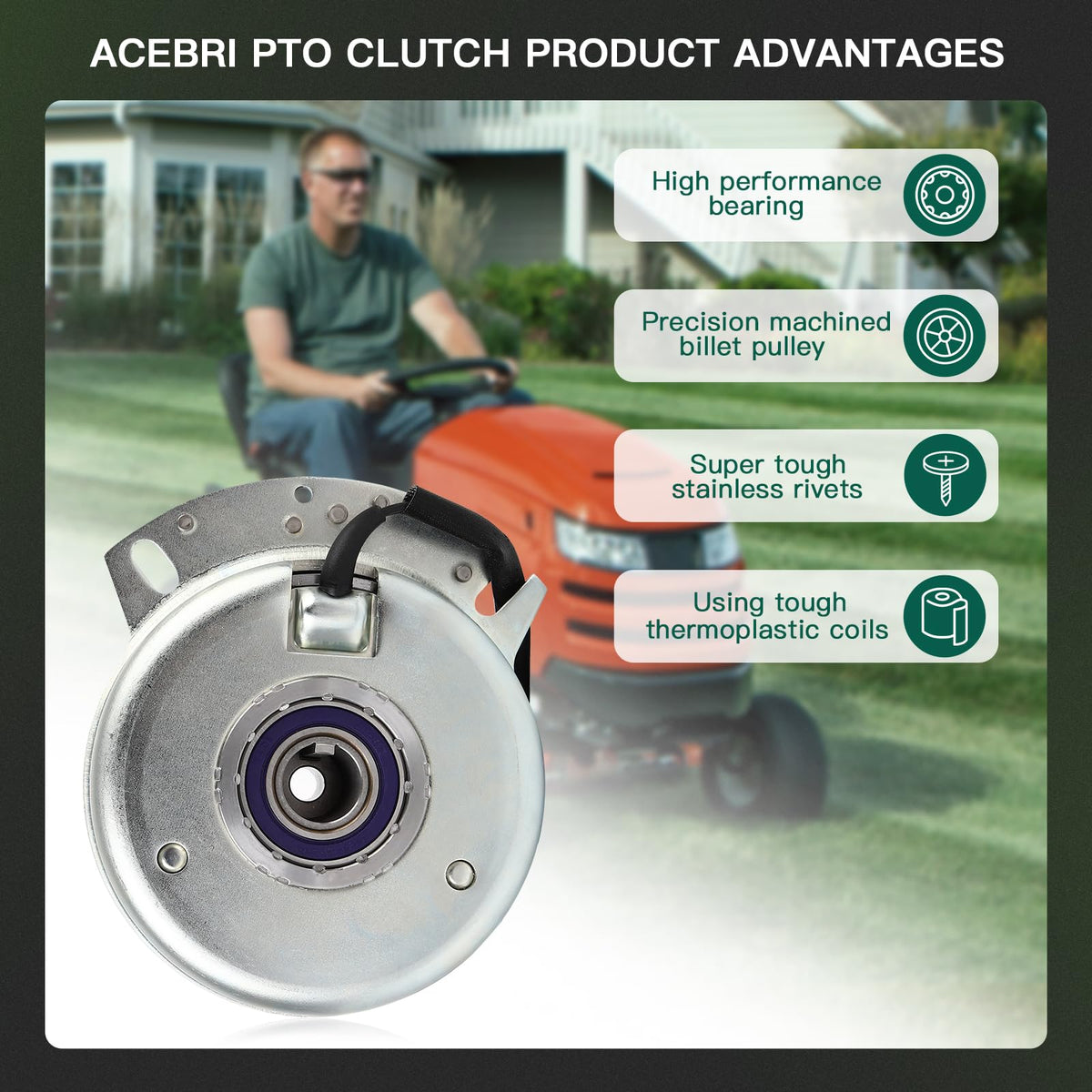 ACEBRI PTO clutch for Cub Cadet 917-04552 front view