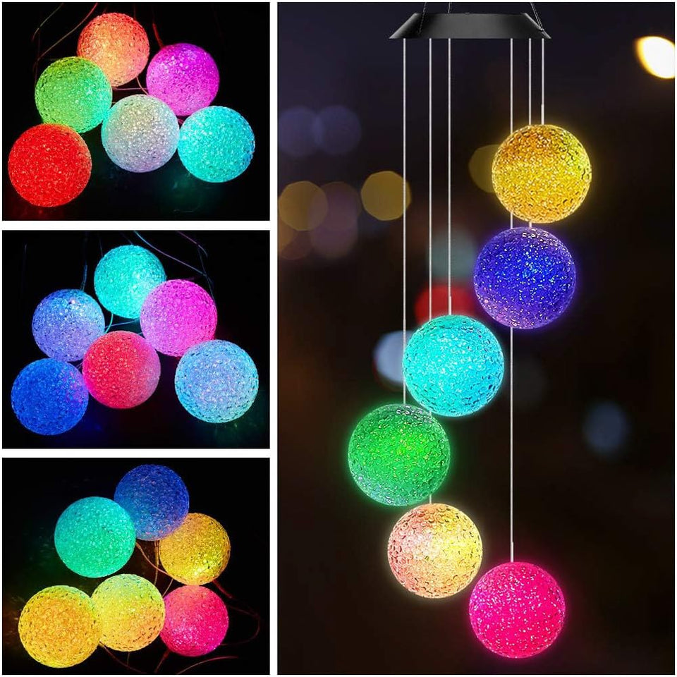 AceList color-changing wind chime crystal balls illuminate outdoors for ambient garden charm
