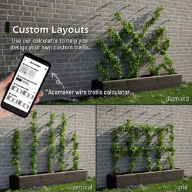 Acemaker wall trellis installed amid plants emphasizes airflow.