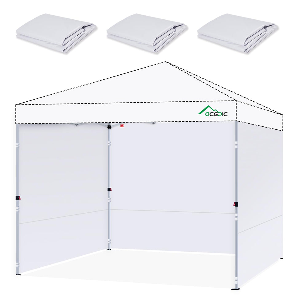 Acepic 210D waterproof white sidewall for 10x10 canopy provides rain protection.