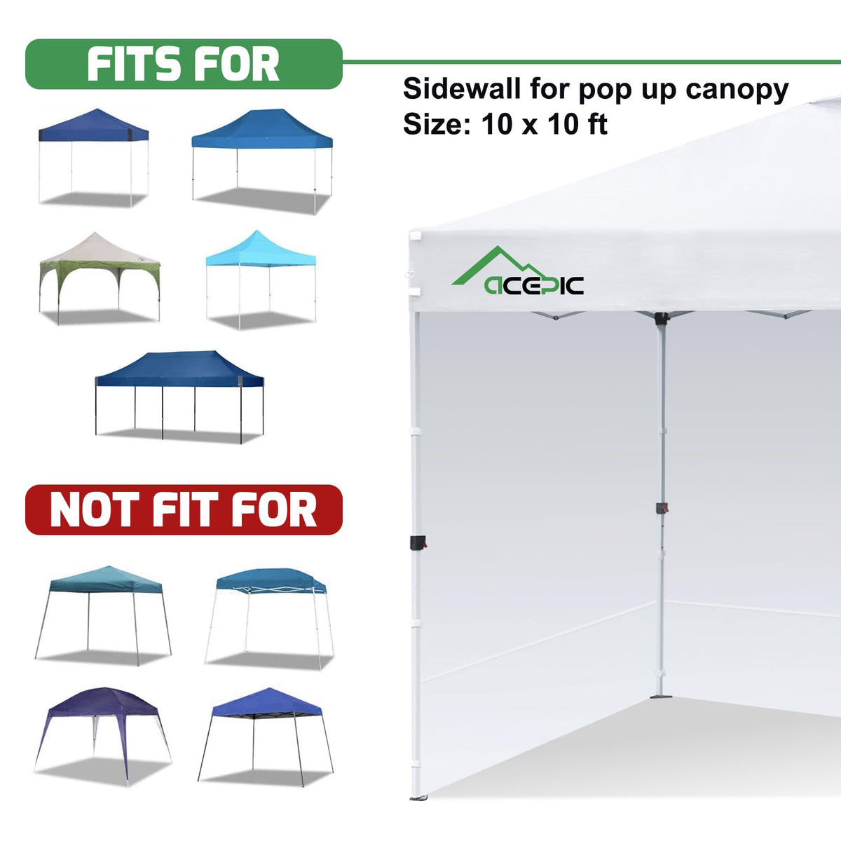 Acepic white sidewall offers privacy and shade for vehicle camping.