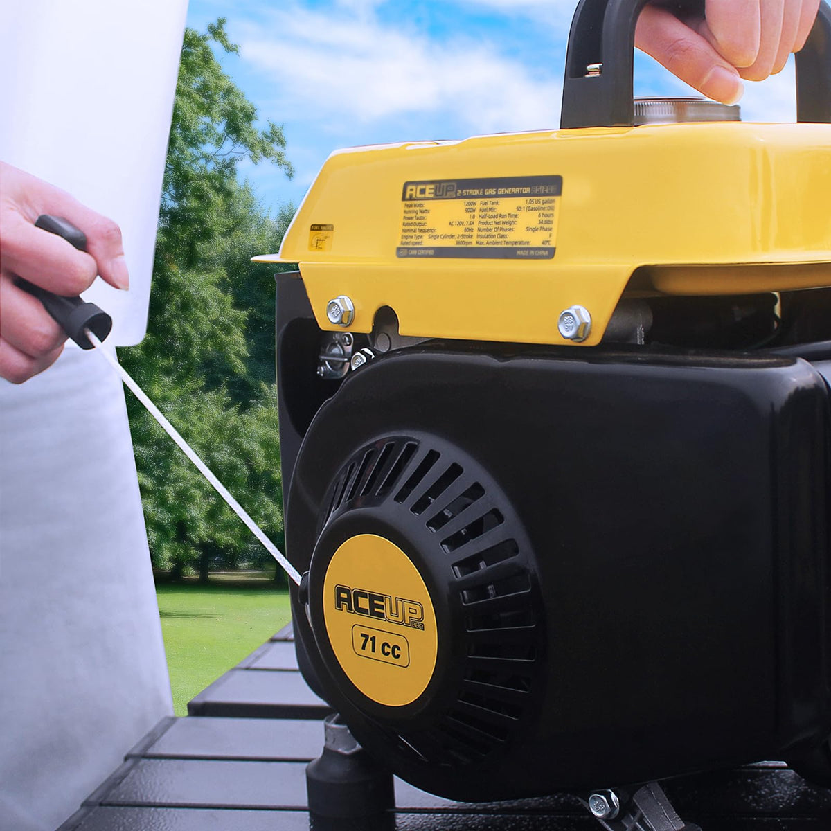 Aceup Energy 1200W fuel tank cap, six-hour runtime on half load