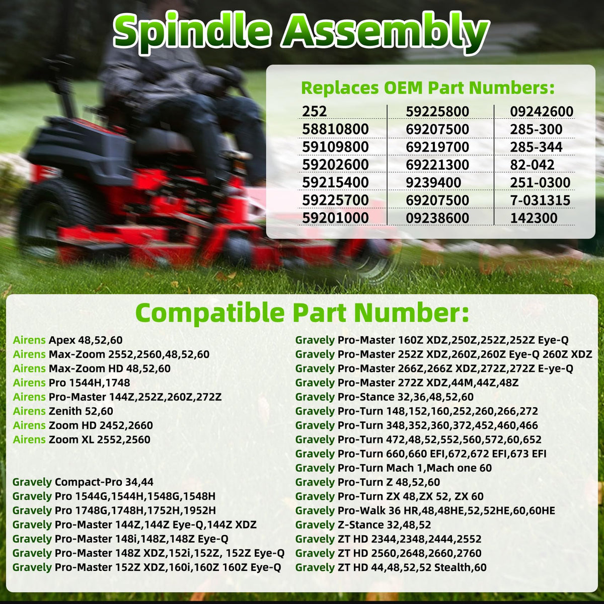 Aceur spindle assembly 58810800 compatible with legacy Ariens gear, ensuring reliable deck rotation.