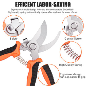 ACHRWFQ pruning shears securely locking mechanism prevents accidental blade opening in storage.