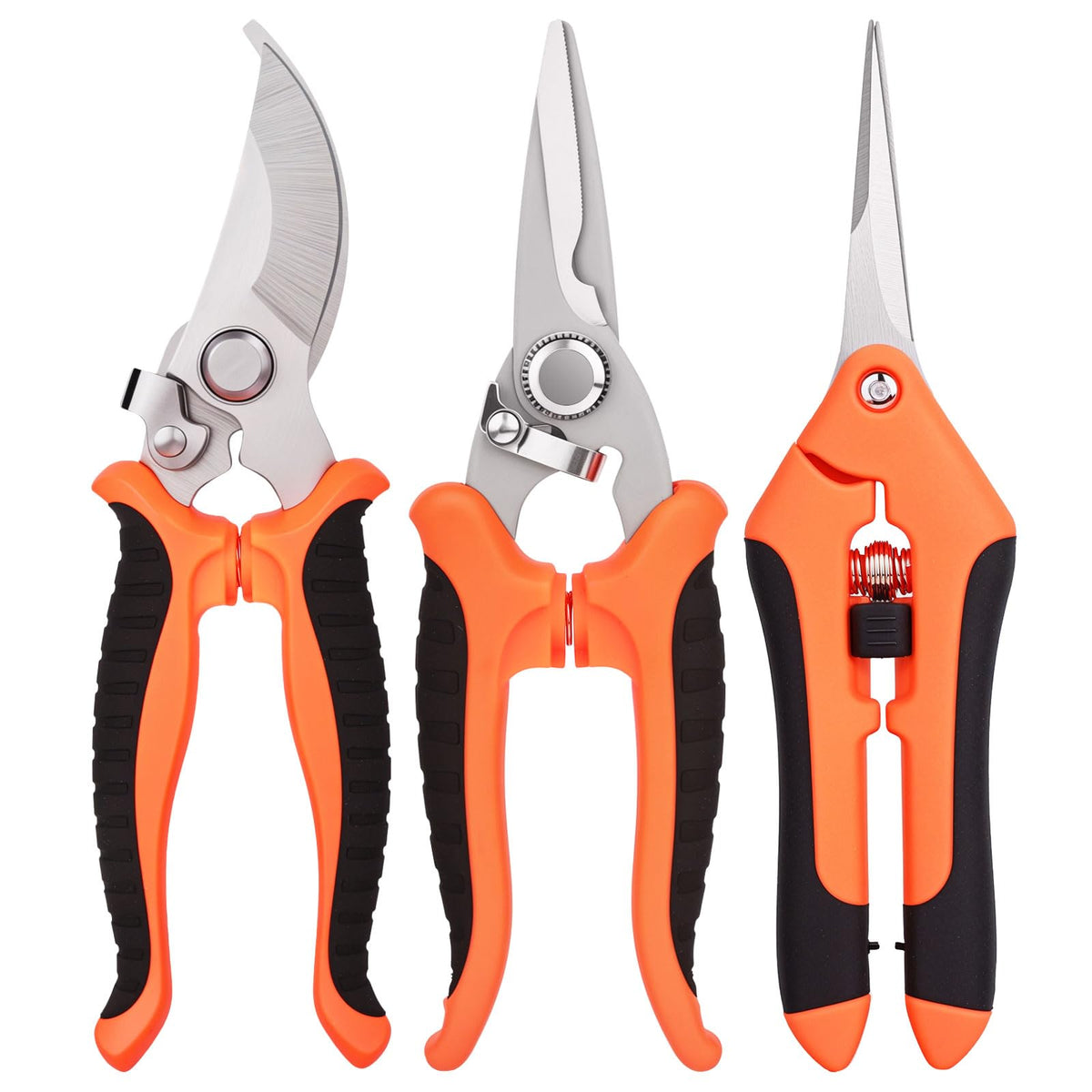 ACHRWFQ garden shears blade close-up highlighting sharp stainless steel edge for clean cuts.