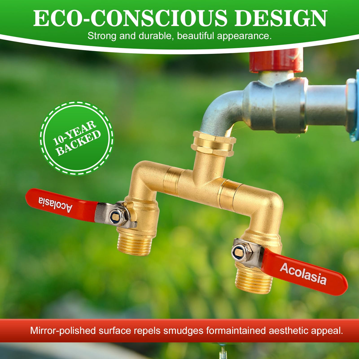 Acolasia hose splitter 360° rotating valve enables flexible hose positioning.