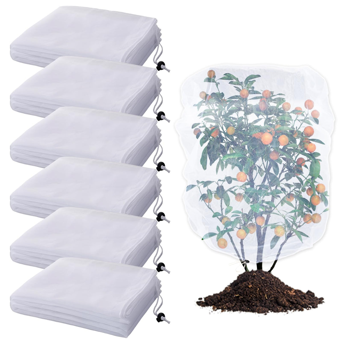 Acostop 6-pack 4x5ft netting cover protects crops with fine mesh.