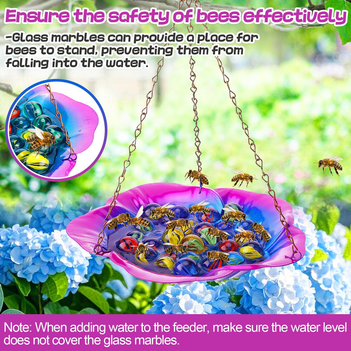 Acostop bee feeder hanging installation for easy outdoor setup.