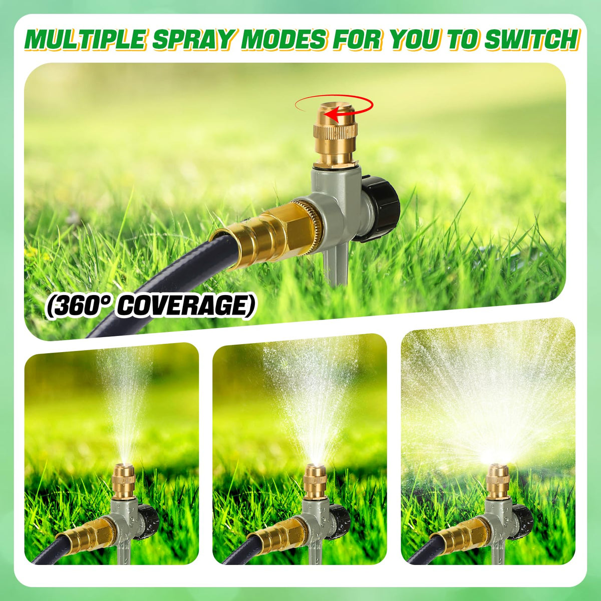Acostop sprinkler connects to a standard garden hose for easy setup.