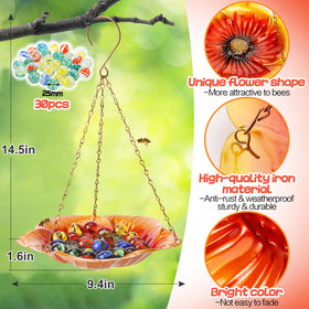 Acostop orange bee feeder showcases bright color for charming yard decor.