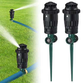 Acostop spike sprinkler setup demonstrates easy 2-pack installation for lawns.