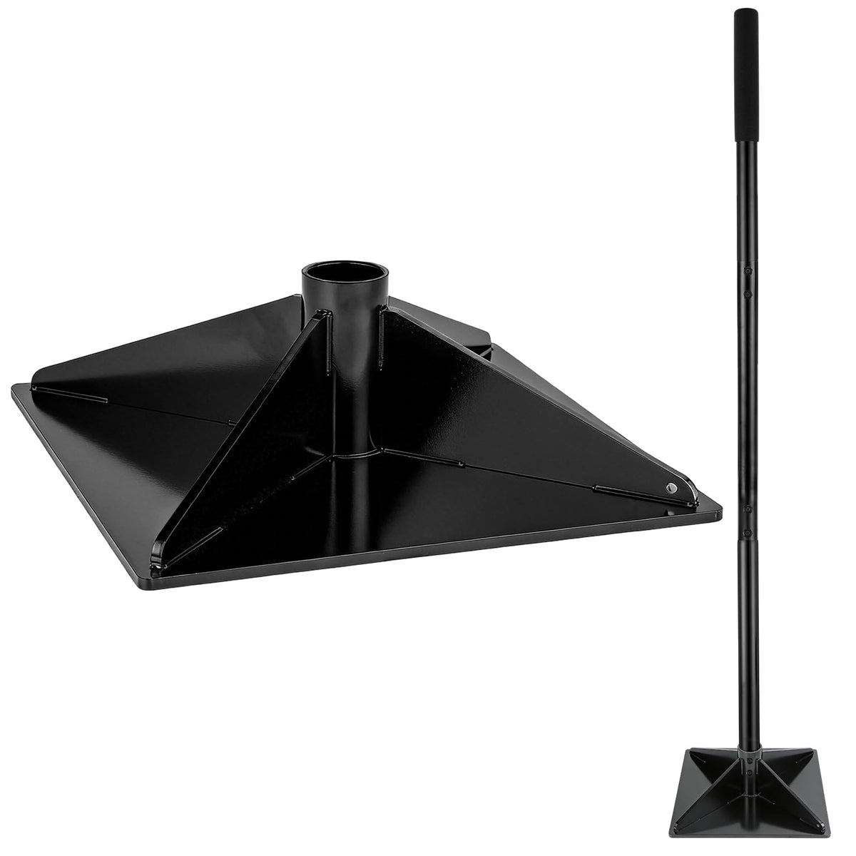 Acostop steel tamper with plate-10x10 for even soil compaction.