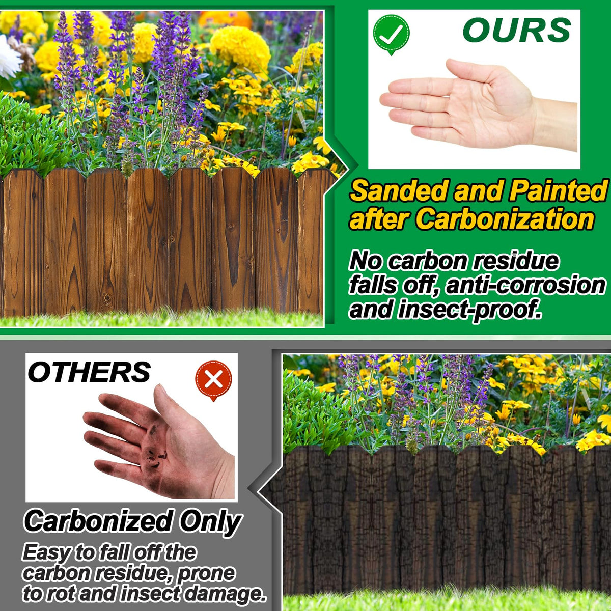 Acostop wooden garden edging ground installation focuses on quick, tool-free borders for any yard.