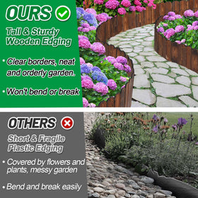 Acostop wooden garden edging with iron-wire connection offers secure, durable lawn edges.