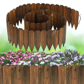Acostop wooden garden edging shows pine texture for natural landscape appeal and durability.