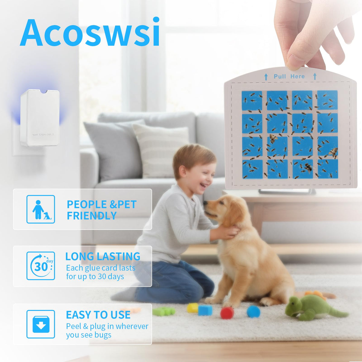 Acoswsi trap in living room, quiet operation.