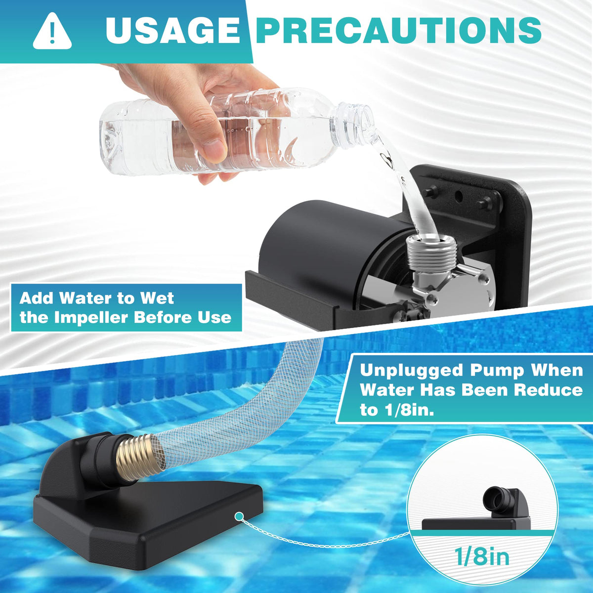 Acquaer water-bed filling scenario using portable pump for steady flow.