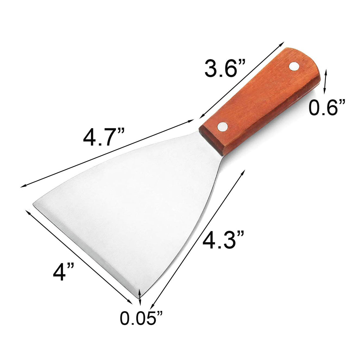 Acronde blade design reaches between grates reducing scratches while cleaning