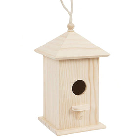 Acronde birdhouse hanging design in wood offers a cozy sanctuary.