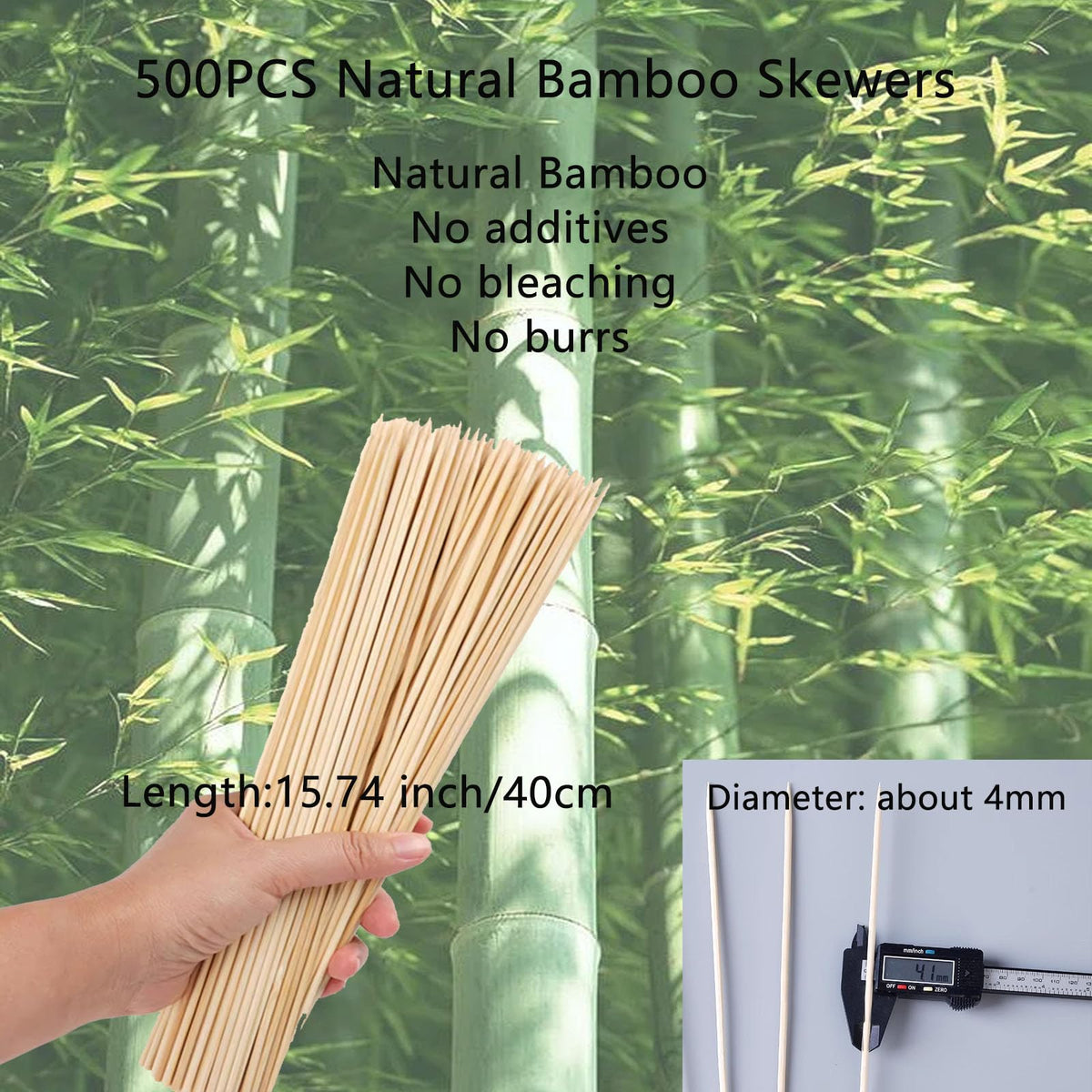 Acrux7 4mm thick bamboo skewers with pointed tips for easy skewering