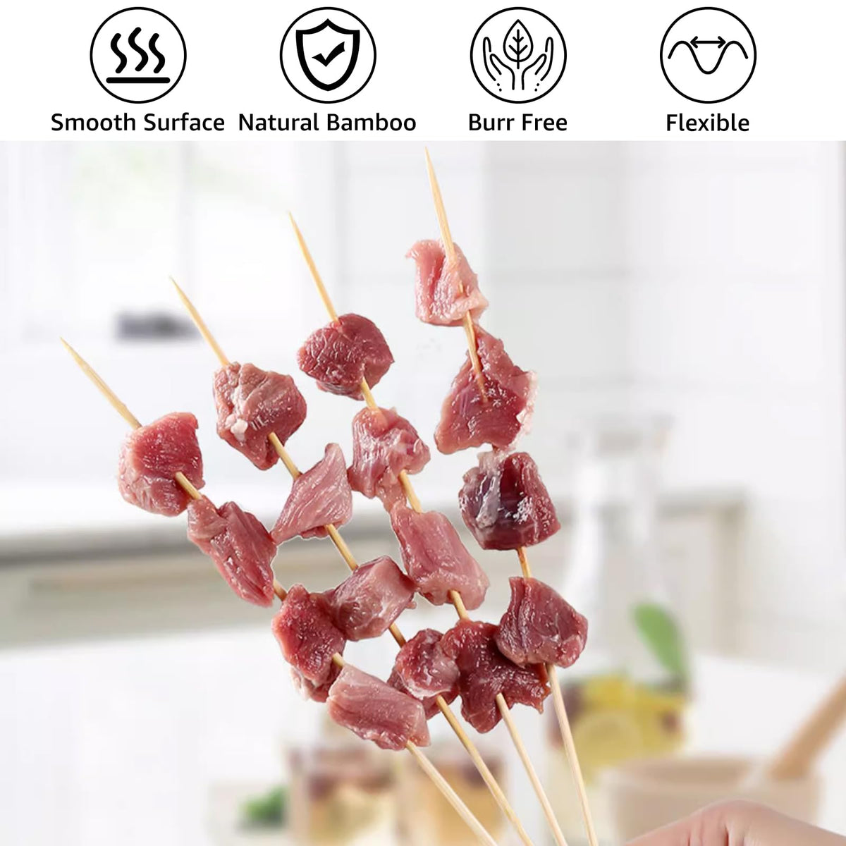 Acrux7 polished bamboo skewers prevent cracking during heavy-duty grilling