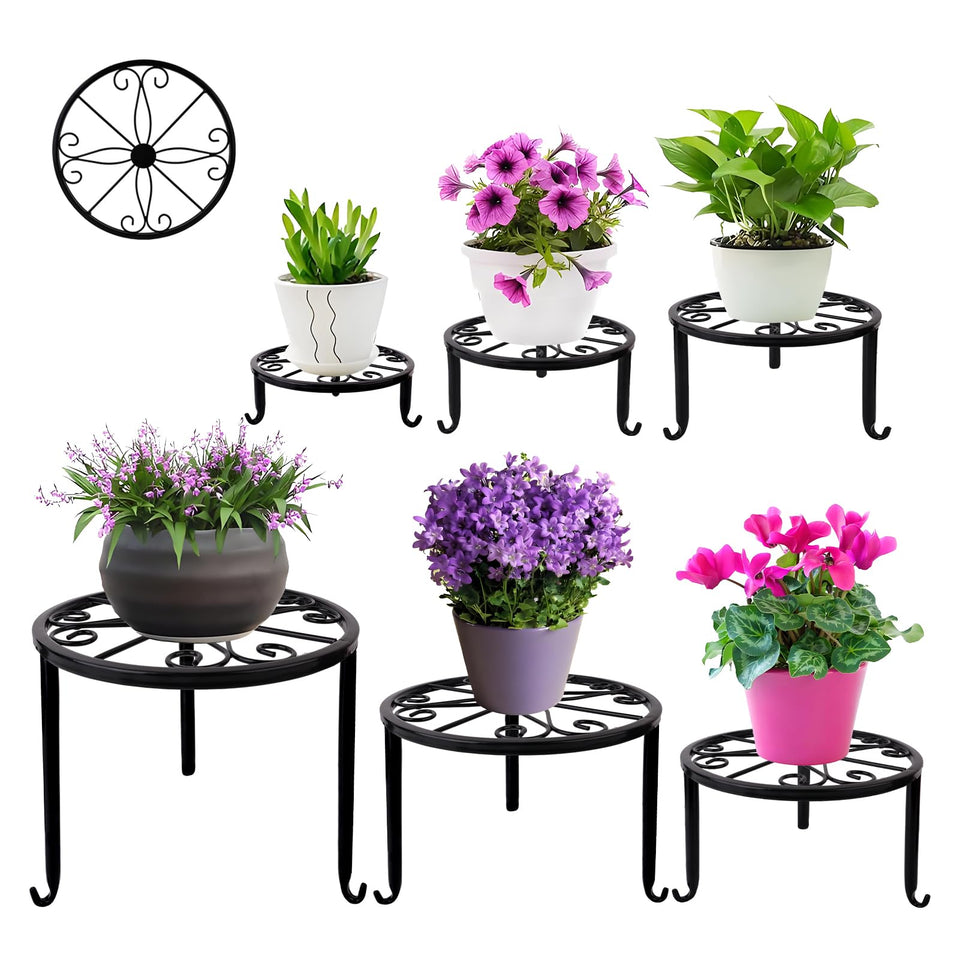 Acteomsly 6-pack metal plant stands with varied heights for optimal light.