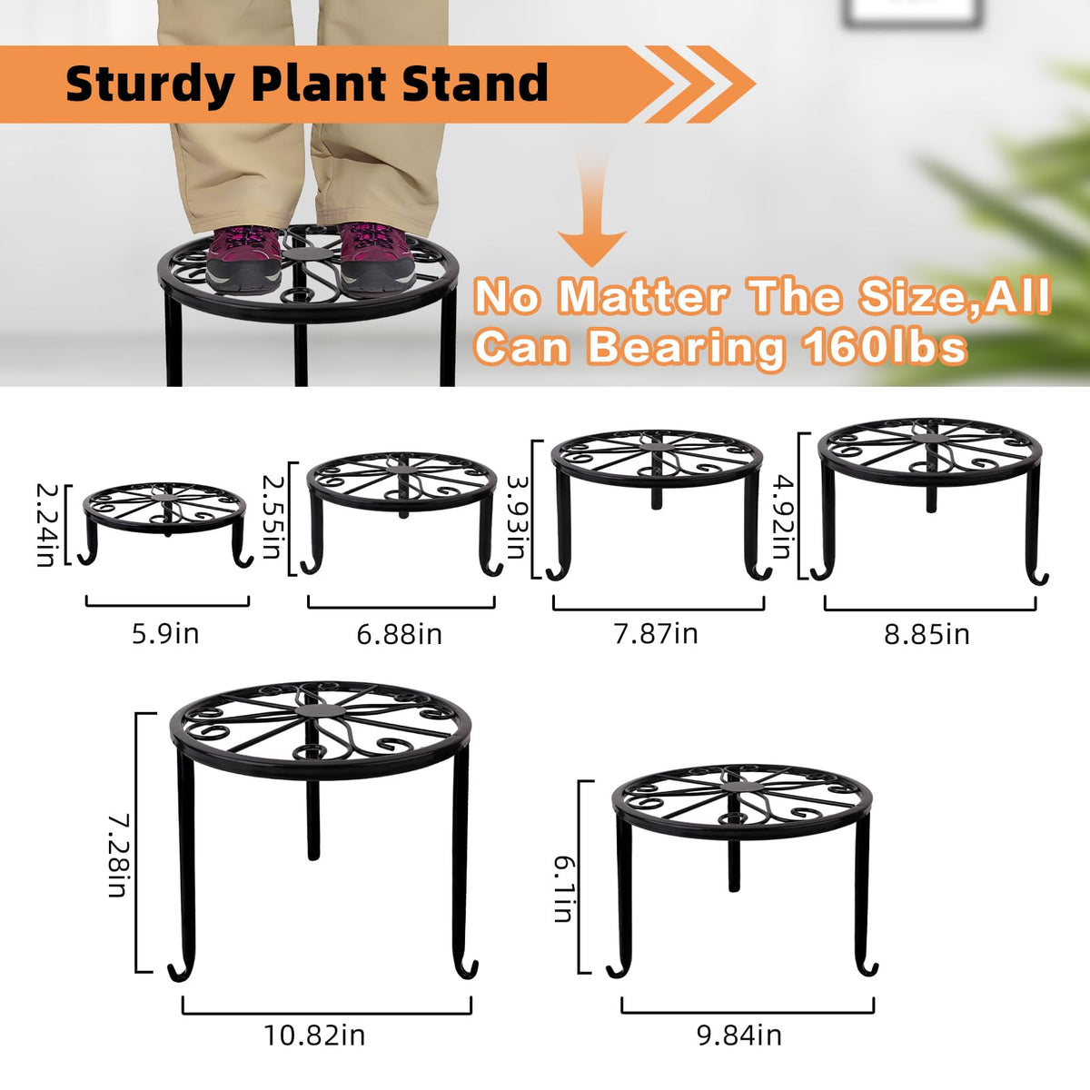 Acteomsly heavy-duty stand supports large pots without bending.