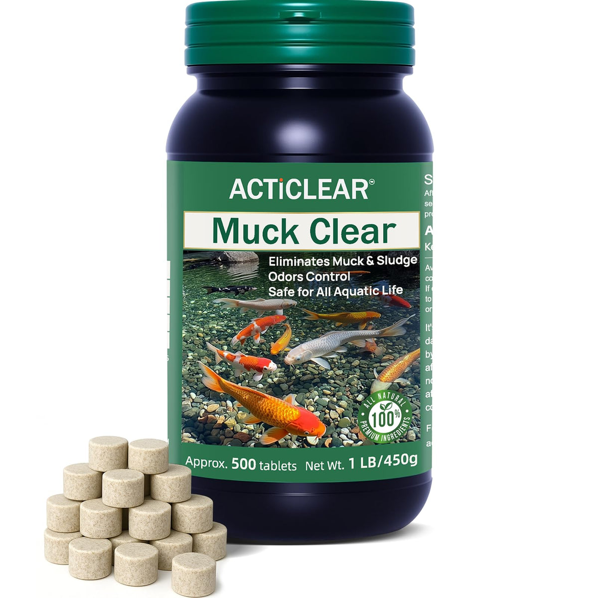 ACTICLEAR Muck Clear tablets sinking in a pond to reduce sludge