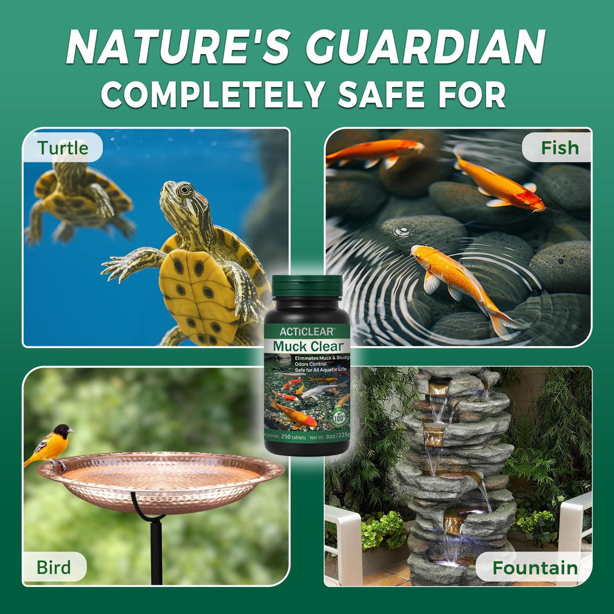 ActiClear Muck Clear easy-to-use tablets for backyard water features.
