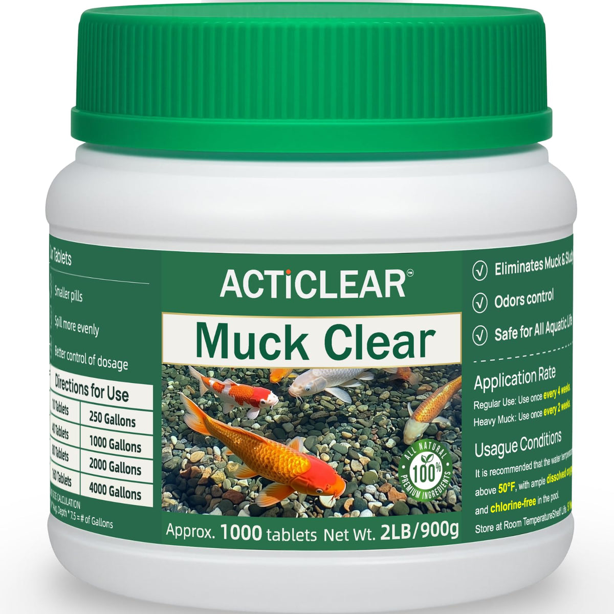ActiClear Muck Clear tablets sinking to pond bottom for muck reduction.
