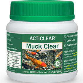 ActiClear Muck Clear tablets sinking to pond bottom for muck reduction.